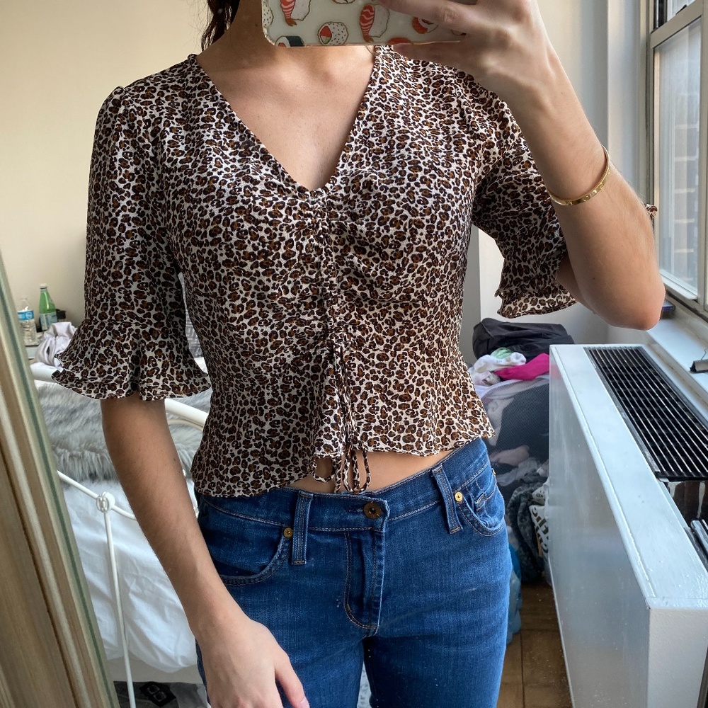 Aqua Leopard crop top